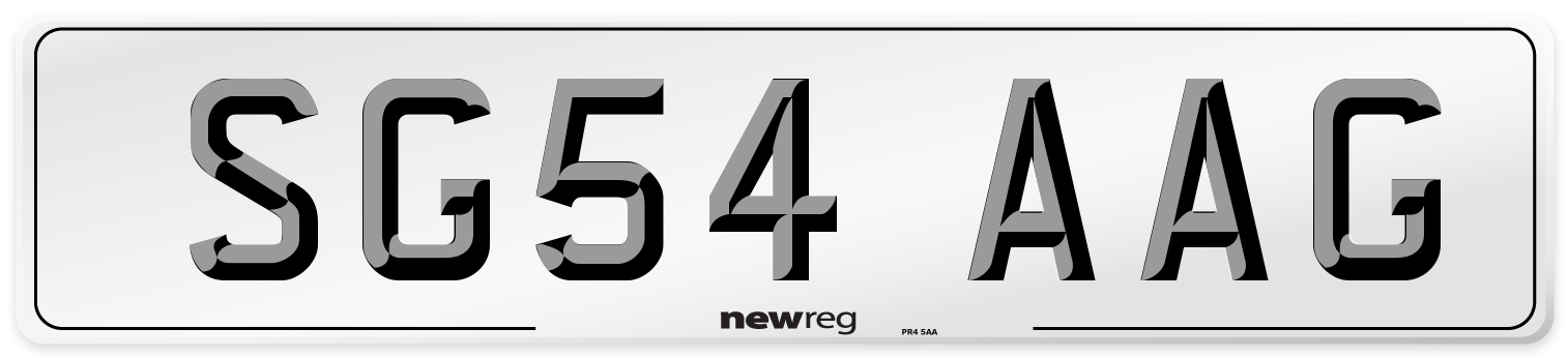 SG54 AAG Number Plate from New Reg